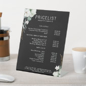 Moderne, elegante witte bloemen, prijslijst reclamebord met voetstuk (Insitu)