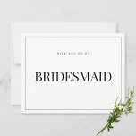 Moderne & Elegante Witte bruidsmeisje uitnodigings Save The Date<br><div class="desc">Deze elegante, minimalistische bruidsmeisjes uitnodigingskaarten hebben moderne scripttypografie en schone tekst voor een eenvoudig en stijlvol wit ontwerp dat je leuk zult vinden. Voeg aangepaste tekst toe om extra informatie te verstrekken die nodig is voor je gasten. Voel je vrij om me een bericht te sturen met eventuele ontwerpgerelateerde vragen...</div>