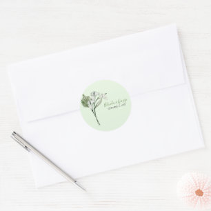 Moderne Elegante Witte Calla Lelie Huwelijk Ronde Sticker