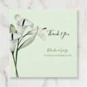 Moderne elegante witte Calla lelies bruiloft Bedankjes Labels (Voorkant)