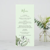 Moderne elegante witte Calla lelies bruiloft Menu (Staand voorkant)