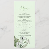 Moderne elegante witte Calla lelies bruiloft Menu (Voorkant)
