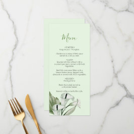 Moderne elegante witte Calla lelies bruiloft Menu