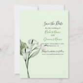 Moderne elegante witte Calla lelies bruiloft Save The Date (Voorkant)