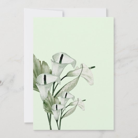 Moderne elegante witte Calla lelies bruiloft Save The Date (Achterkant)