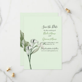 Moderne elegante witte Calla lelies bruiloft Save The Date