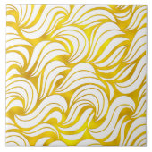 Moderne, elegante, witte en gouden abstracte golve tegeltje (Voorkant)
