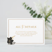 Moderne, Elegante Witte en Gouden Huwelijksdetails Informatiekaartje (Staand voorkant)