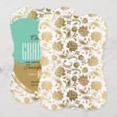 Moderne elegante witte en gouden maskers en cirkel kaart (Voorkant / Achterkant)