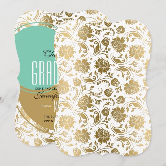 Moderne elegante witte en gouden maskers en cirkel kaart (Voorkant / Achterkant)