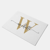 Moderne Elegante Witte en Gouden Monogram Naam Let Deurmat (Schuin)