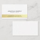 Moderne Elegante Witte en Gouden Professionele Ste Visitekaartje (Voorkant / Achterkant)