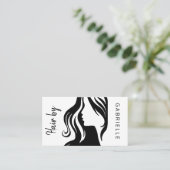 Moderne elegante witte en zwarte en haarstylist visitekaartje (Staand voorkant)