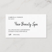 Moderne elegante witte en zwarte en haarstylist visitekaartje (Achterkant)