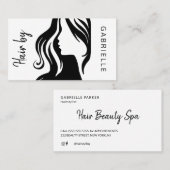 Moderne elegante witte en zwarte en haarstylist visitekaartje (Voorkant / Achterkant)