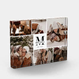 Moderne Elegante Witte Familie Fotocollage Aandenk Fotoblokken