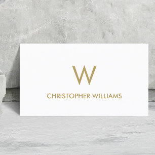 Moderne Elegante Witte Faux Goud Monogram Attorney Visitekaartje