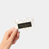 Moderne Elegante Witte Goud Marmeren Monogram - Ba Badge (Handheld)
