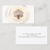 Moderne Elegante Witte ,Gouden Cirkels Bruine Lotu Visitekaartje (Voorkant / Achterkant)