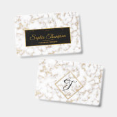 Moderne Elegante Witte Gouden Marmeren Monogram - Badge (Voor- en achterkant)