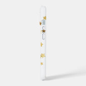 Moderne Elegante Witte Gouden Sterren Script met N iPhone 15 Case (Linkerkant)
