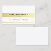 Moderne, elegante, witte gouden vormgeving visitekaartje (Voorkant / Achterkant)