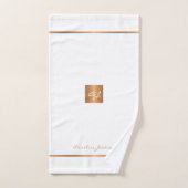 Moderne elegante witte goudkleurige monogrammed st bad handdoek (Handdoek)