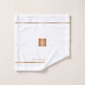 Moderne elegante witte goudkleurige monogrammed st bad handdoek (Wasdoekje)
