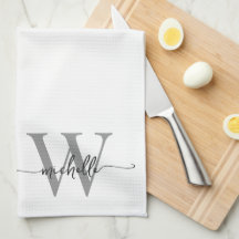 Moderne Elegante Witte Grijze Monogramnaam Schrift