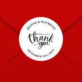 Moderne Elegante Witte Huwelijk Dank u Favor Ronde Sticker