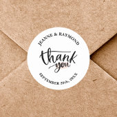 Moderne Elegante Witte Huwelijk Dank u Favor Ronde Sticker