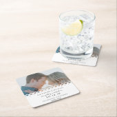 Moderne Elegante Witte Kant Foto Opslaan De Datum Kartonnen Onderzetters (Insitu)