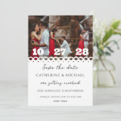 Moderne Elegante Witte Kant Foto Opslaan De Datum Save The Date (Staand voorkant)