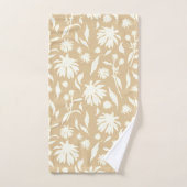 Moderne Elegante Witte Kegelbloemen Beige Bad Handdoek (Handdoek)