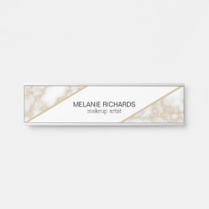 Moderne elegante witte marmer goudglitter deurbordje