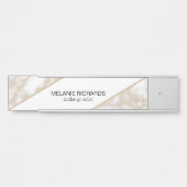 Moderne elegante witte marmer goudglitter deurbordje (Voorkant)