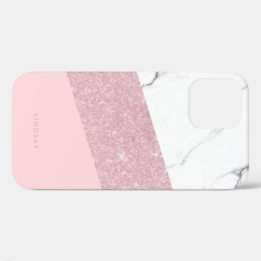 Moderne elegante witte marmer & roos goudglitter  Case-Mate iPhone case (Achterkant (horizontaal))