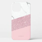 Moderne elegante witte marmer & roos goudglitter  Case-Mate iPhone case (Achterkant)