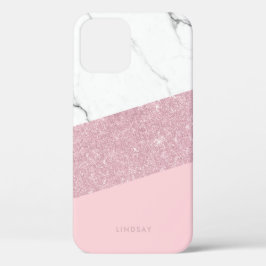 Moderne elegante witte marmer & roos goudglitter  Case-Mate iPhone case