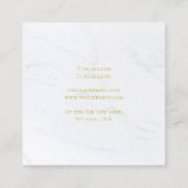 Moderne elegante witte marmeren gouden tekst Luxe Vierkante Visitekaartje (Achterkant)
