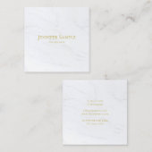 Moderne elegante witte marmeren gouden tekst Luxe Vierkante Visitekaartje (Voorkant / Achterkant)
