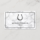 Moderne elegante witte marmeren Hoefijzer hoefsmid Visitekaartje (Voorkant)