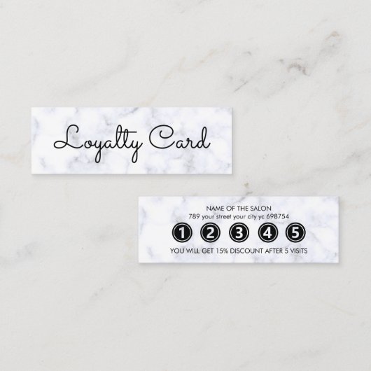 Moderne elegante witte marmeren schoonheidssalon klantenkaartje (Voorkant / Achterkant)