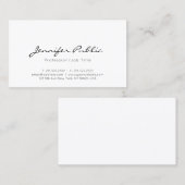 Moderne Elegante Witte Minimalistische Visitekaartje (Voorkant / Achterkant)