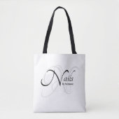 Moderne Elegante Witte Monogram Nagelkunstenaar Tote Bag (Voorkant)