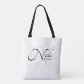 Moderne Elegante Witte Monogram Nagelkunstenaar Tote Bag (Achterkant)