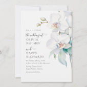Moderne Elegante Witte Orchidee Bruiloft Uitnodige Kaart (Voorkant)