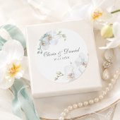 Moderne Elegante Witte Orchidee Huwelijk Ronde Sticker