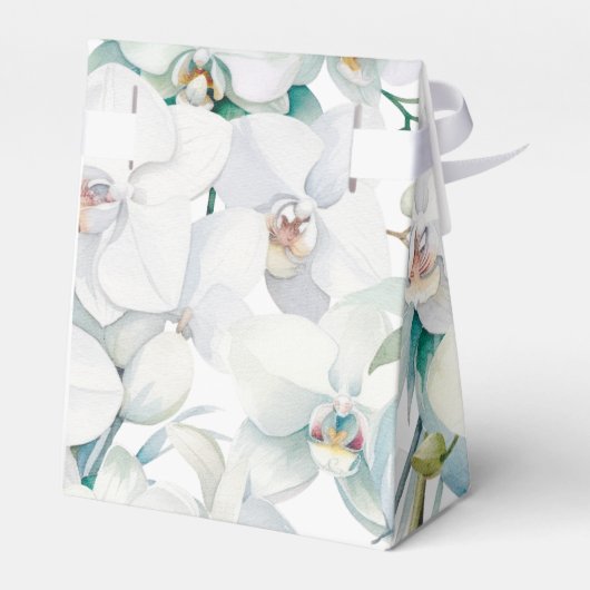 Moderne Elegante Witte Orchideeën Bruiloft Dank u Bedankdoosjes (Achterkant)