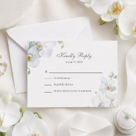 Moderne Elegante Witte Orchideeën Bruiloft RSVP Ka Bedankkaart